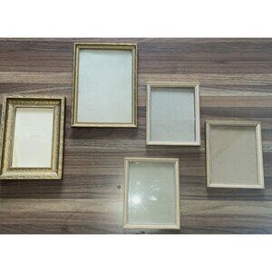 Assorted Lot of 5 Vintage Ornate Wood Frames 5 x 7" &  5 x4" Picture Art Frames